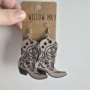 Willow May Cream and Black Boot Earrings